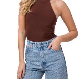 Wayf Chocolate Brown Sleeveless Bodysuit